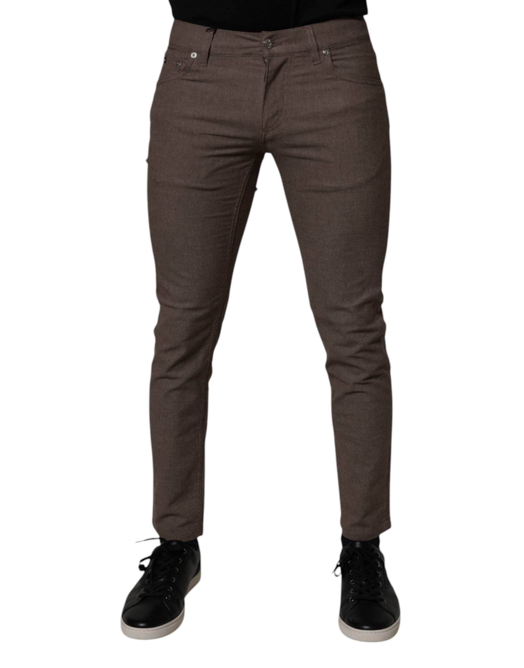 Dolce & Gabbana Brown Cotton Stretch Chino Men's Pants