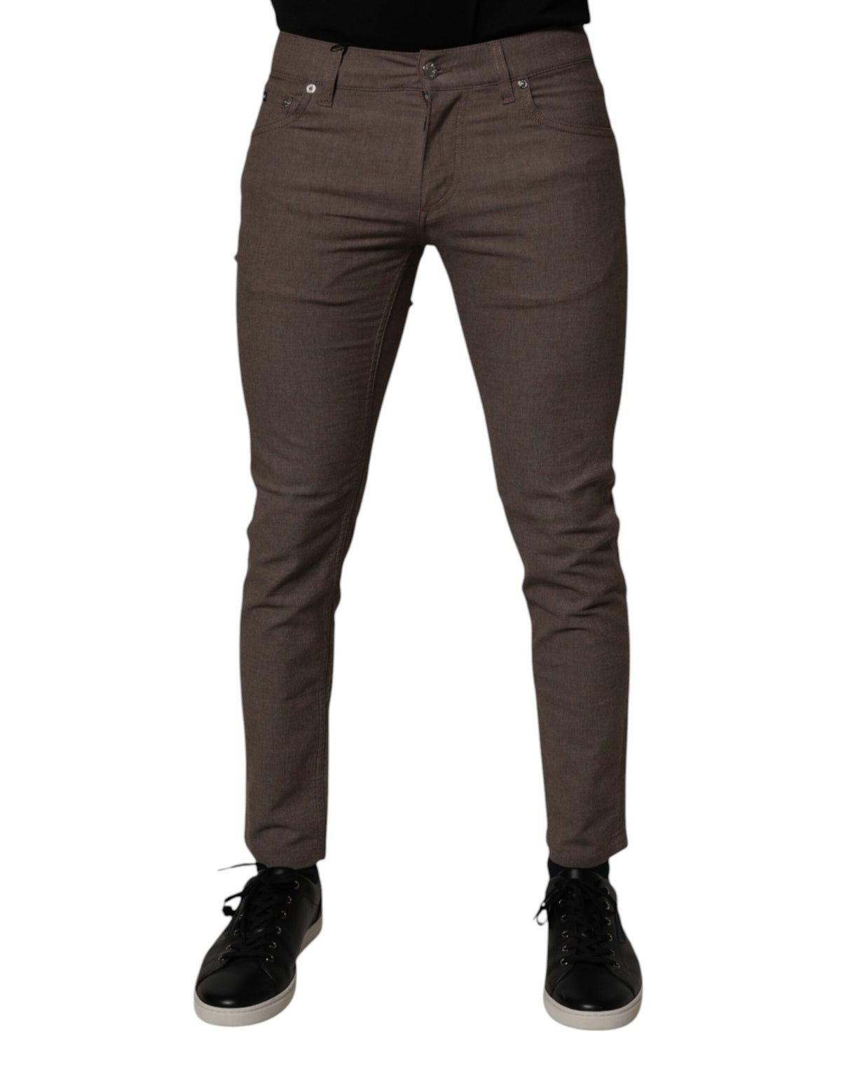 Dolce & Gabbana Brown Cotton Stretch Chino Men's Pants