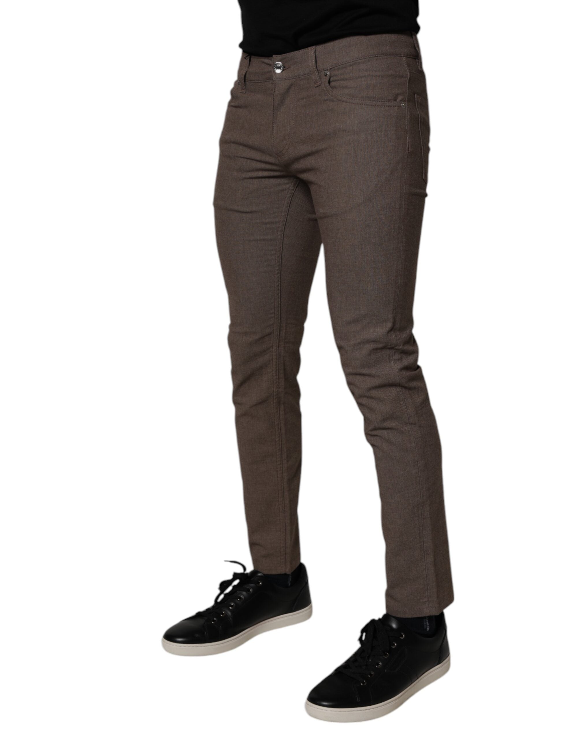 Dolce & Gabbana Brown Cotton Stretch Chino Men's Pants