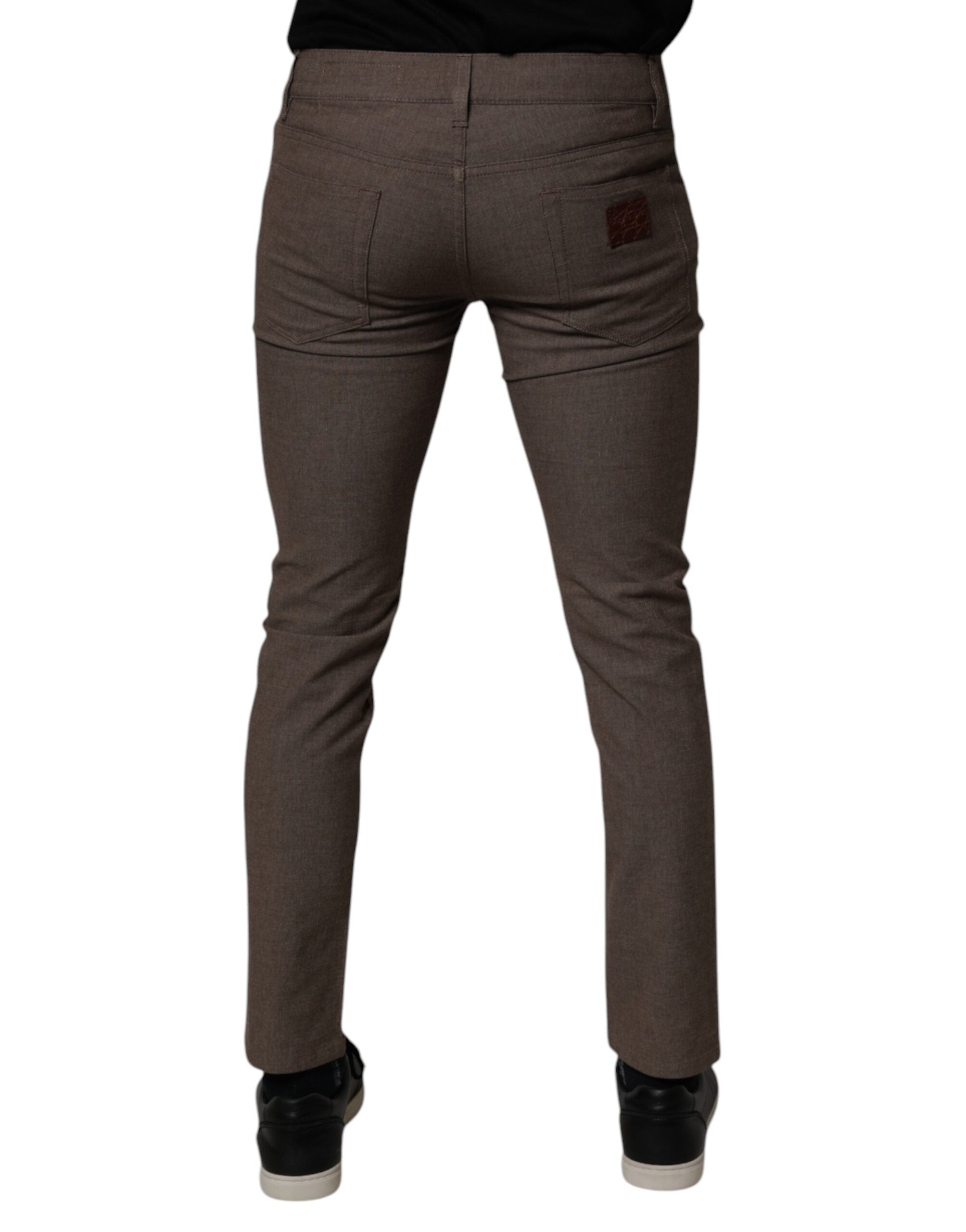Dolce & Gabbana Brown Cotton Stretch Chino Men's Pants