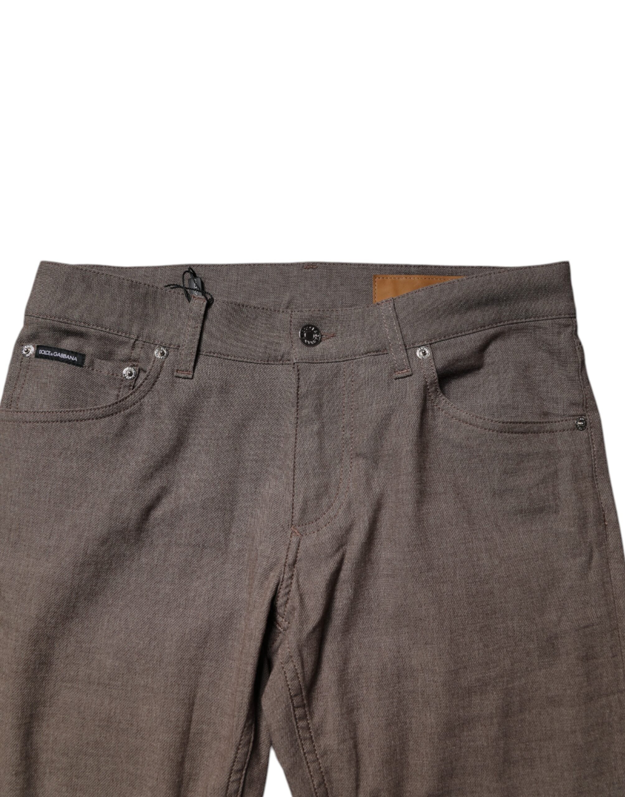 Dolce & Gabbana Brown Cotton Stretch Chino Men's Pants