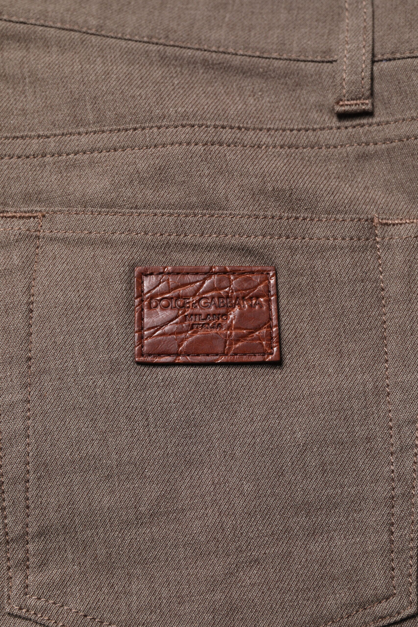 Dolce & Gabbana Brown Cotton Stretch Chino Men's Pants