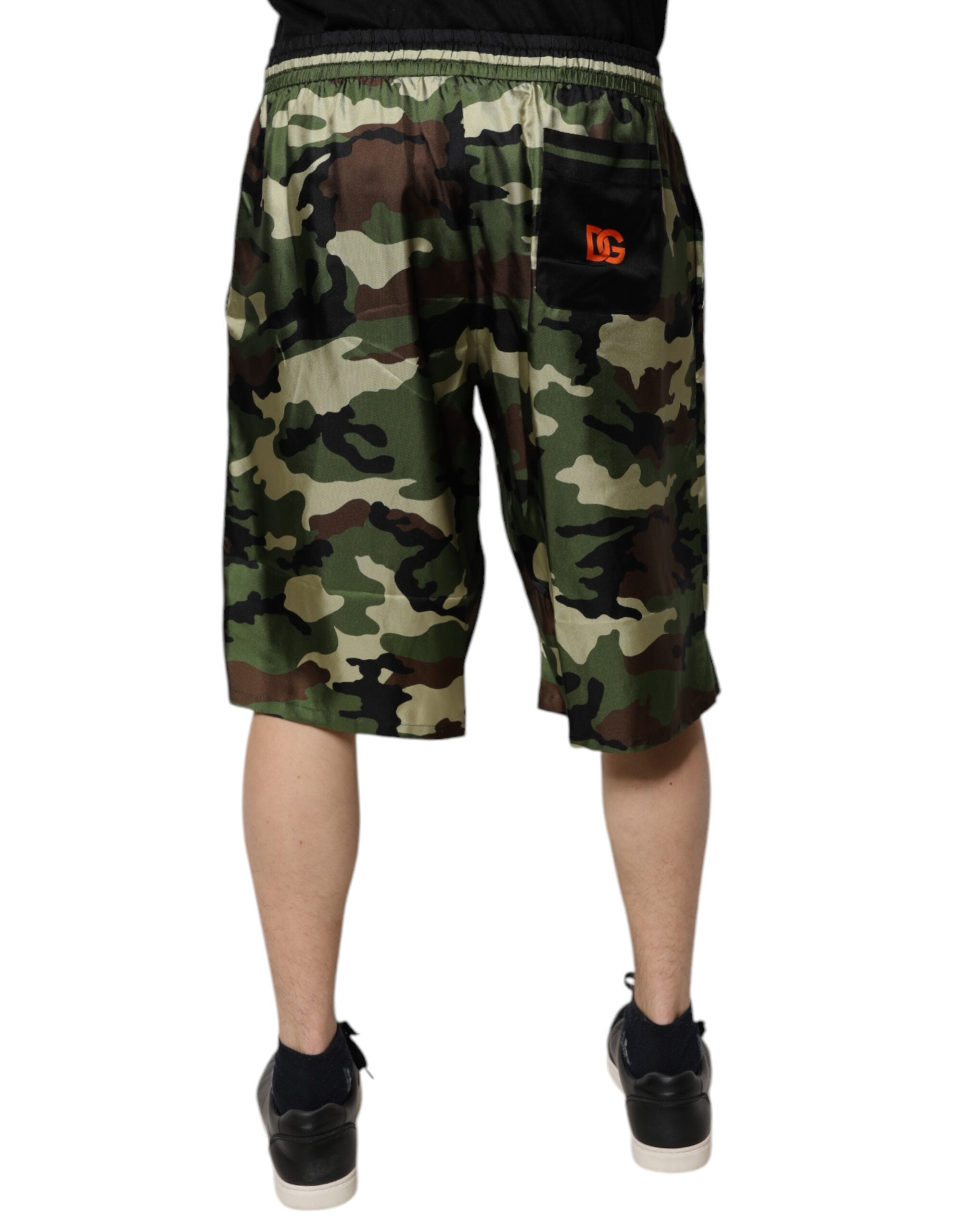 Dolce & Gabbana Multicolor Camouflage Silk Mid Waist Bermuda Men's Shorts (Pre-Owned)