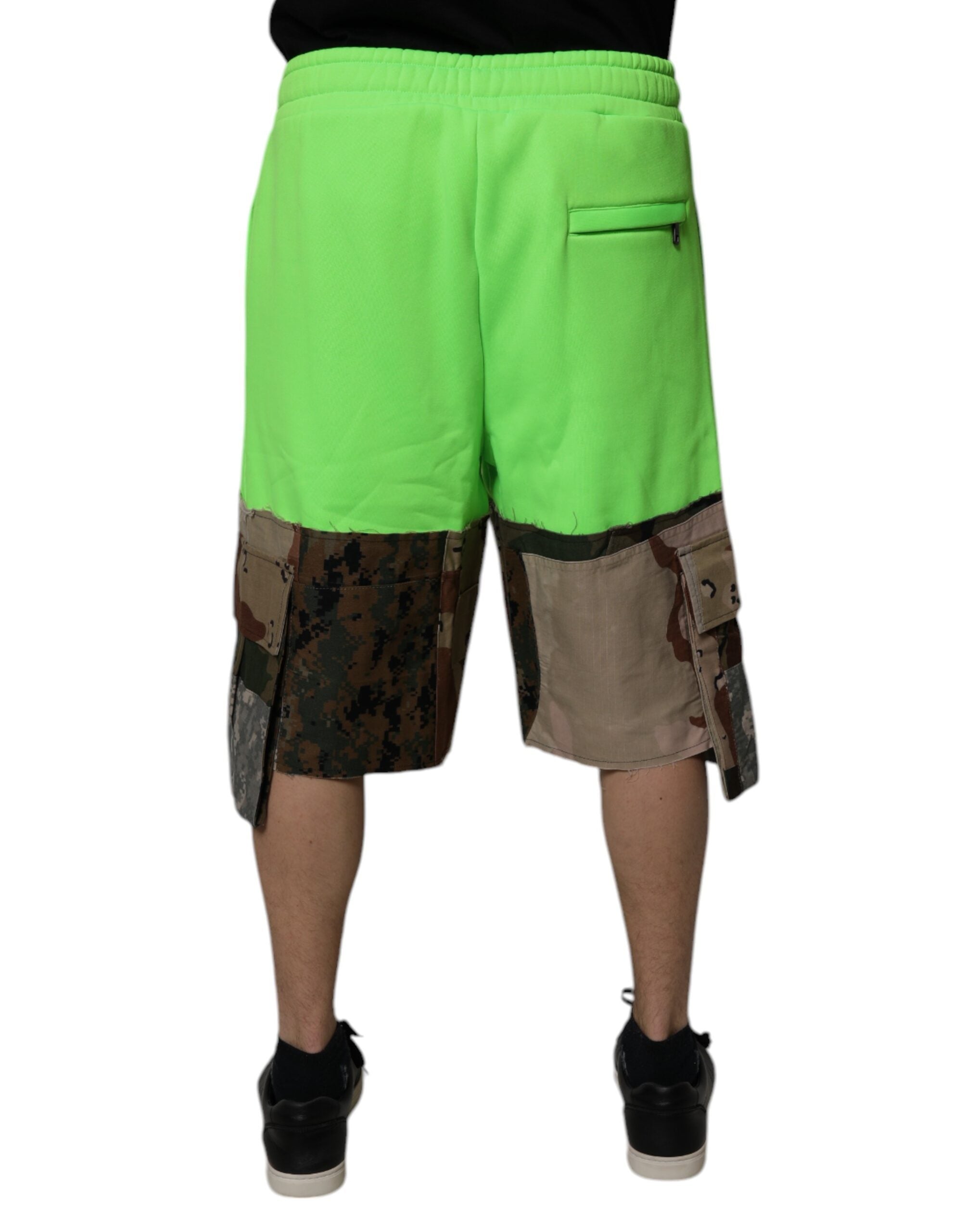 Dolce & Gabbana Green Patchwork Cargo Bermuda Men's Shorts (Pre-Owned)