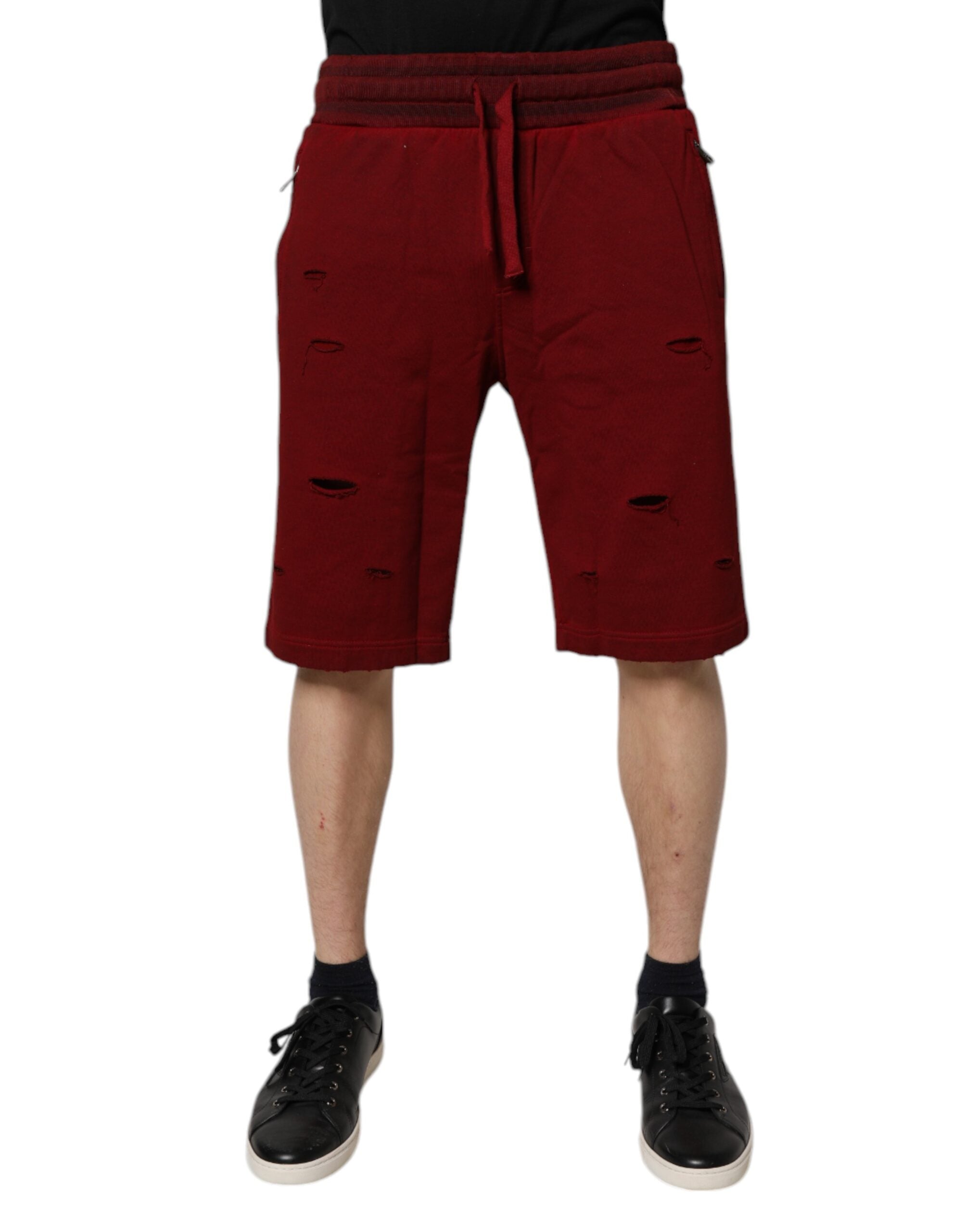 Dolce & Gabbana Maroon Rip Style Bermuda SweatMen's Men's Shorts