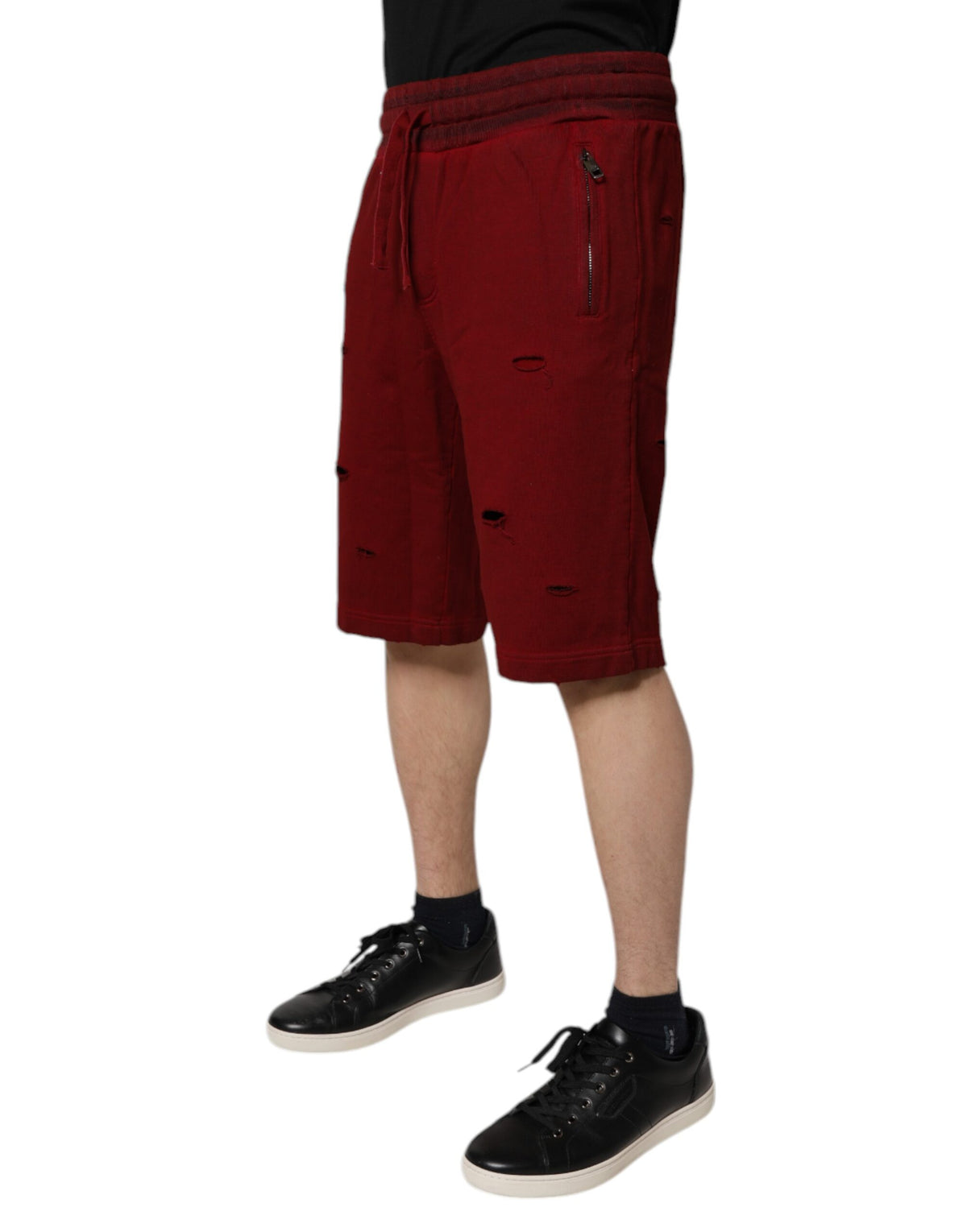 Dolce & Gabbana Maroon Rip Style Bermuda SweatMen's Men's Shorts