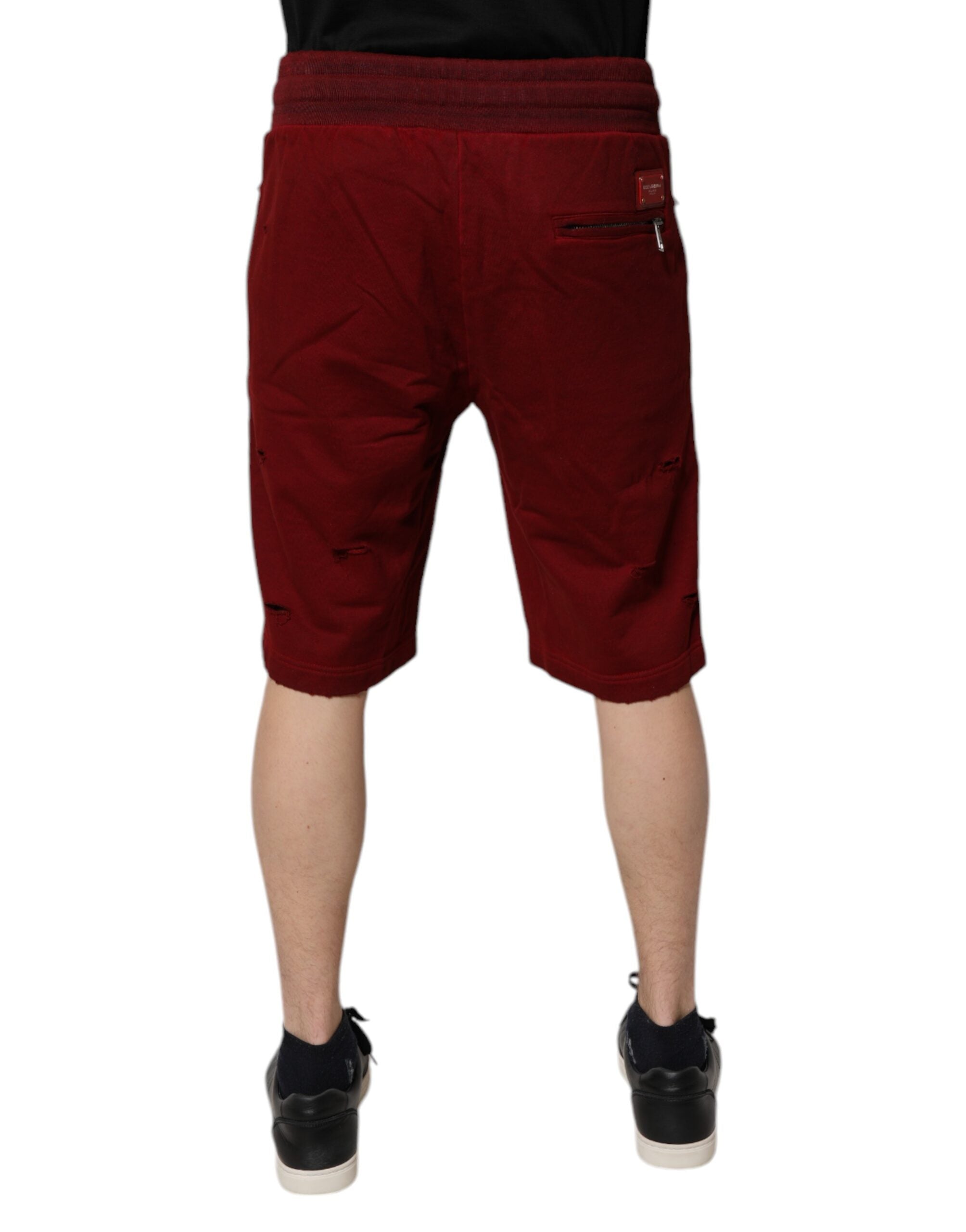 Dolce & Gabbana Maroon Rip Style Bermuda SweatMen's Men's Shorts