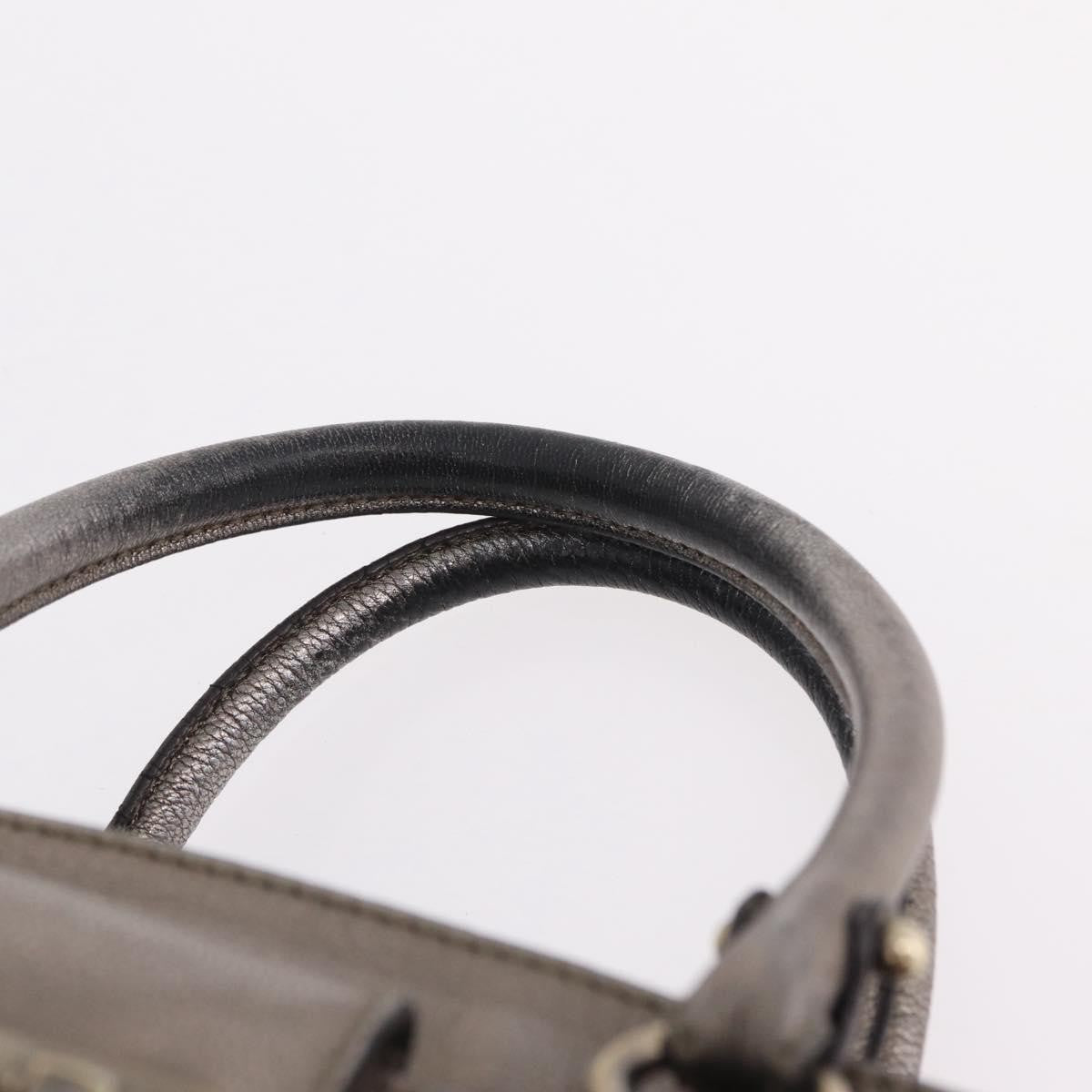 Salvatore Ferragamo Gancini Top Handle Leather Silver Leather Handbag (Pre-Owned)