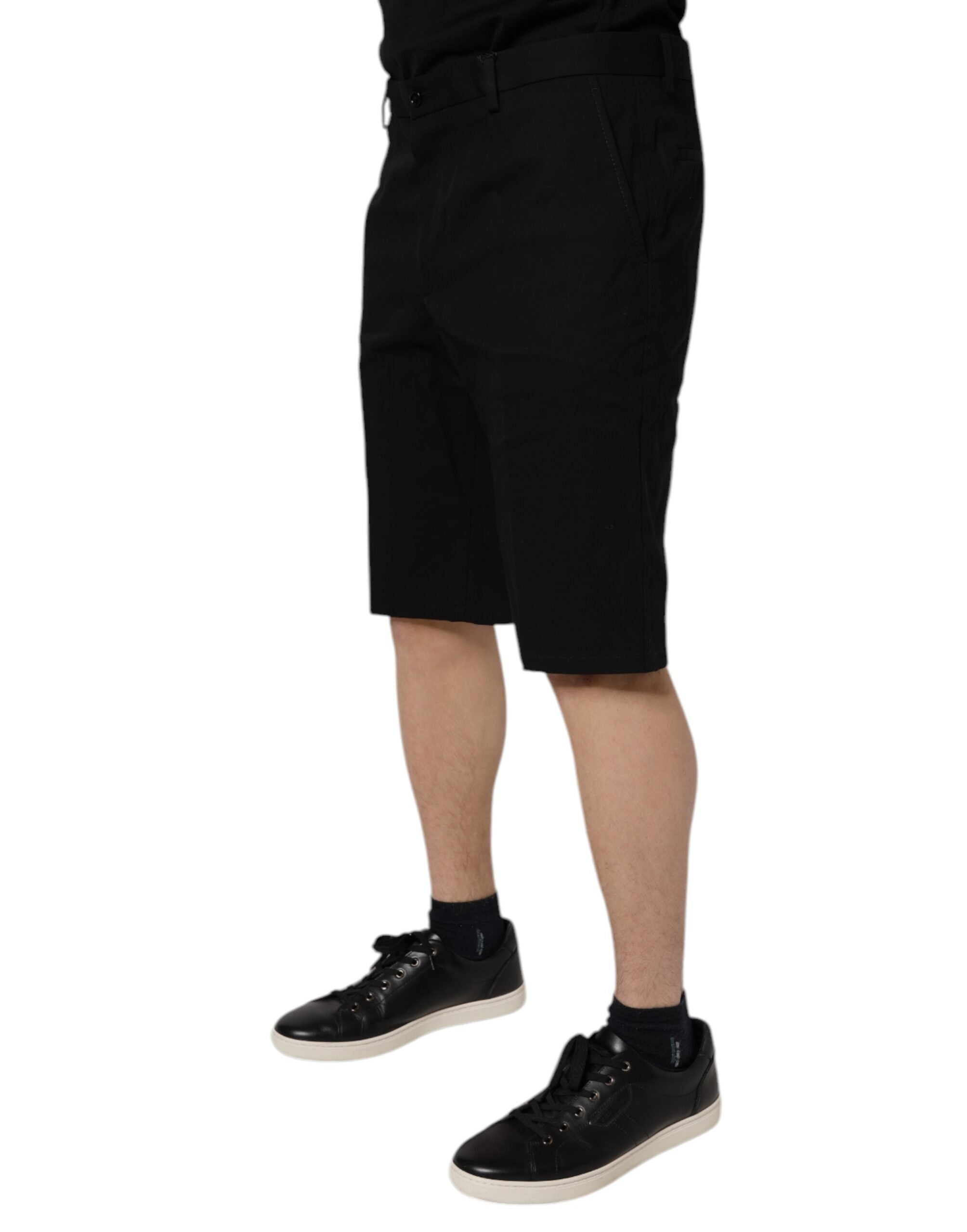 Dolce & Gabbana Black Cotton Stretch Mid Waist Bermuda Men's Shorts