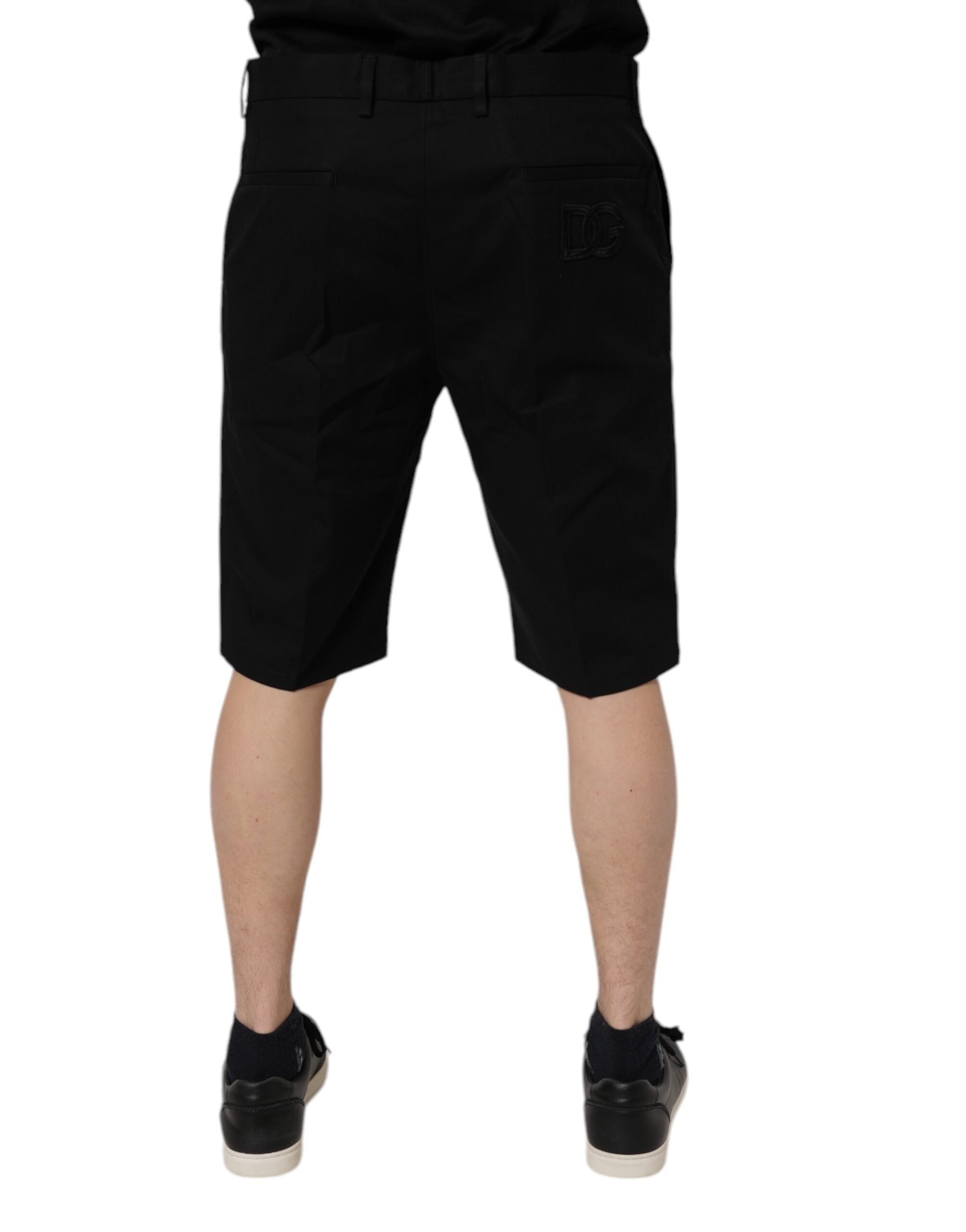 Dolce & Gabbana Black Cotton Stretch Mid Waist Bermuda Men's Shorts