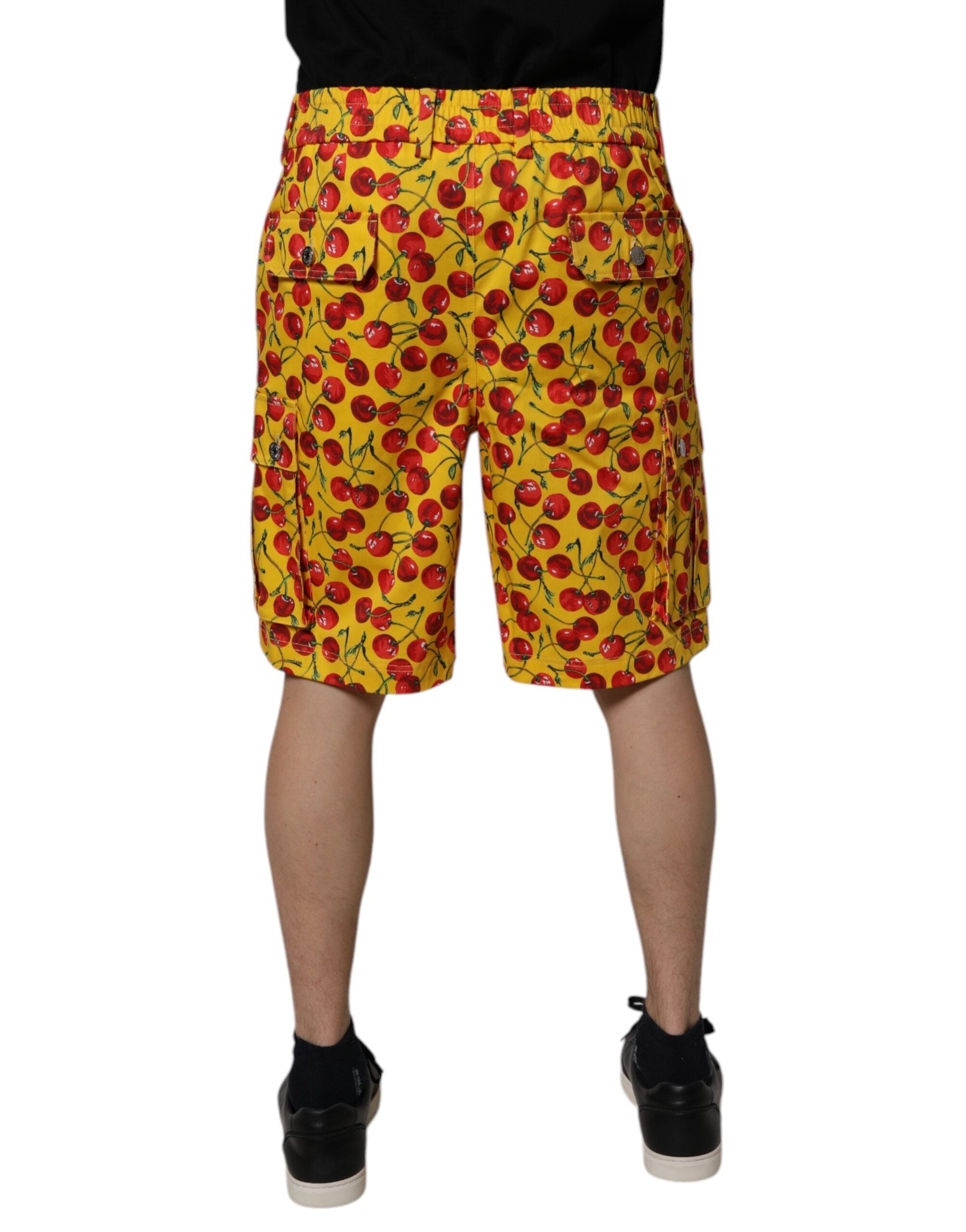 Dolce & Gabbana Yellow Cherry Print Cotton Men Bermuda Men's Shorts
