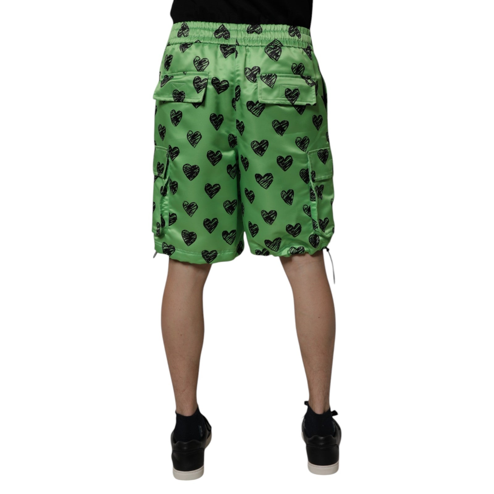 Dolce & Gabbana Green Heart Print Cargo Men Bermuda Men's Shorts (Pre-Owned)