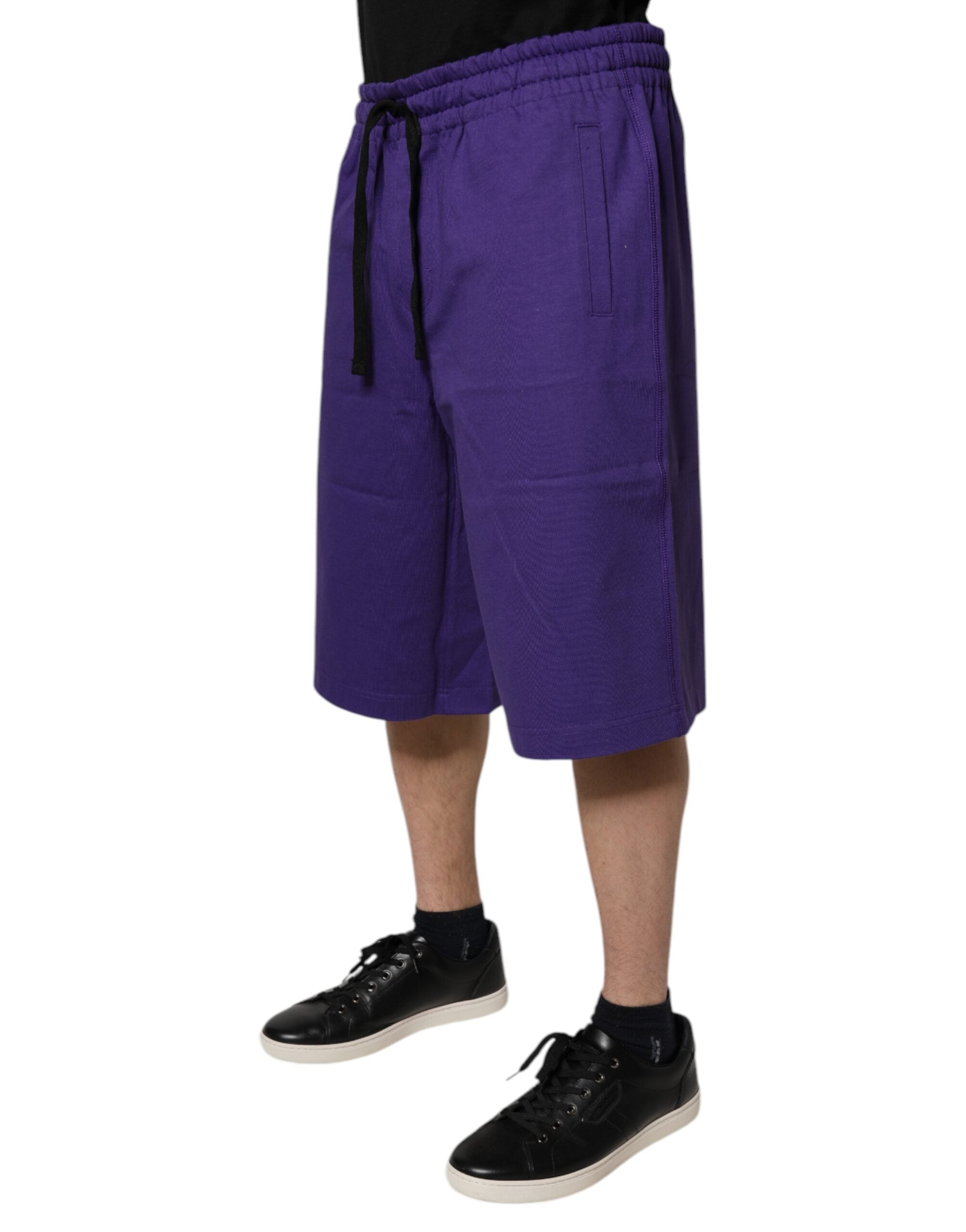 Dolce & Gabbana Purple Cotton Men Bermuda SweatMen's Men's Shorts