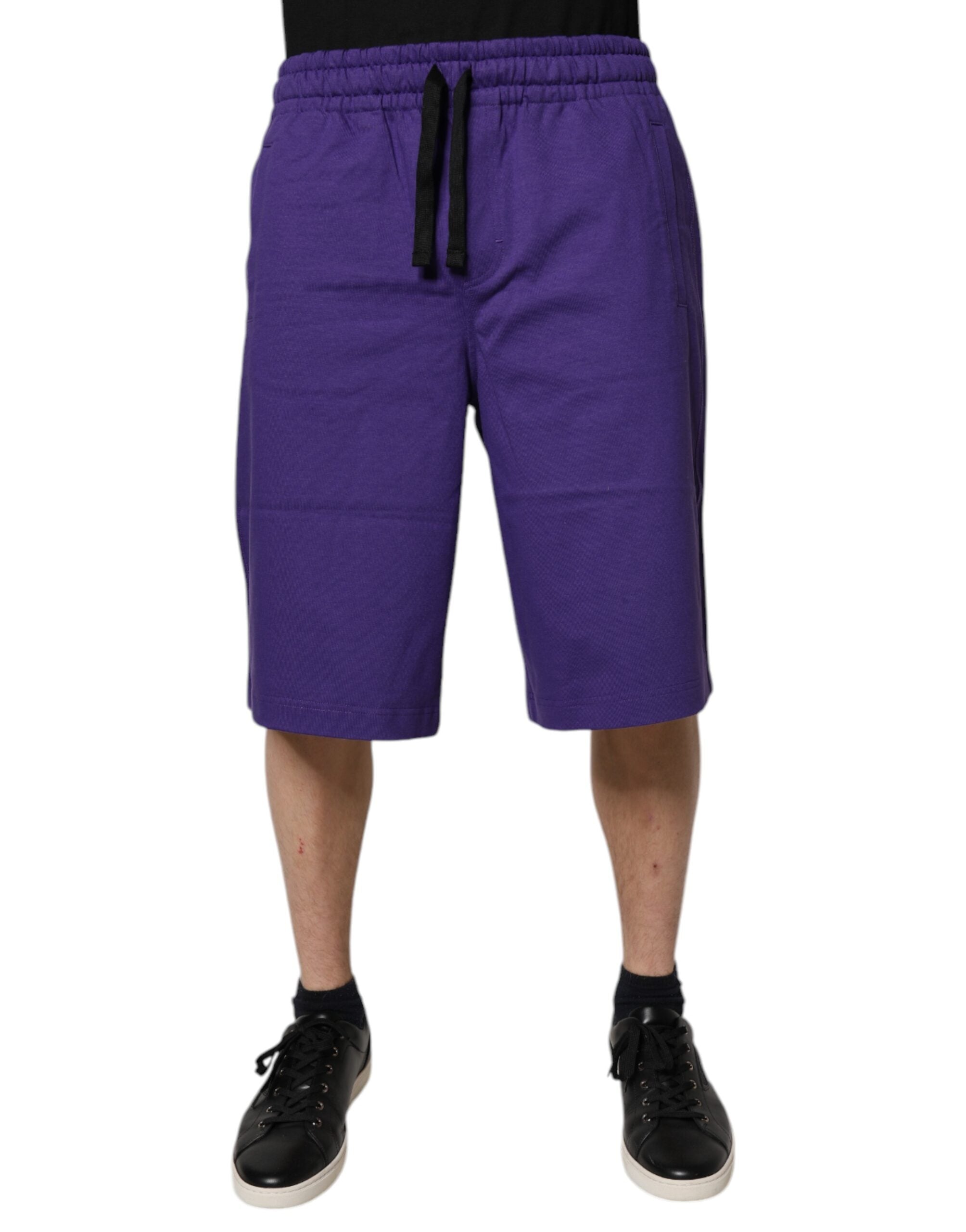 Dolce & Gabbana Purple Cotton Men Bermuda SweatMen's Men's Shorts (Pre-Owned)