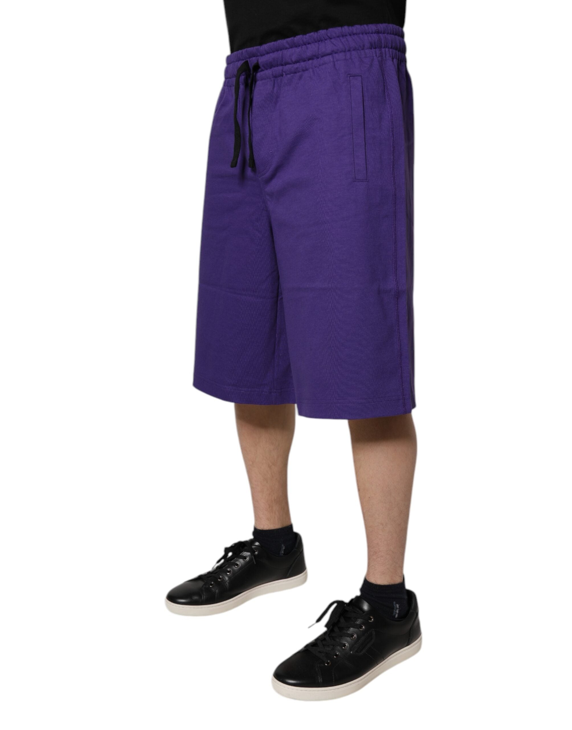 Dolce & Gabbana Purple Cotton Men Bermuda SweatMen's Men's Shorts (Pre-Owned)
