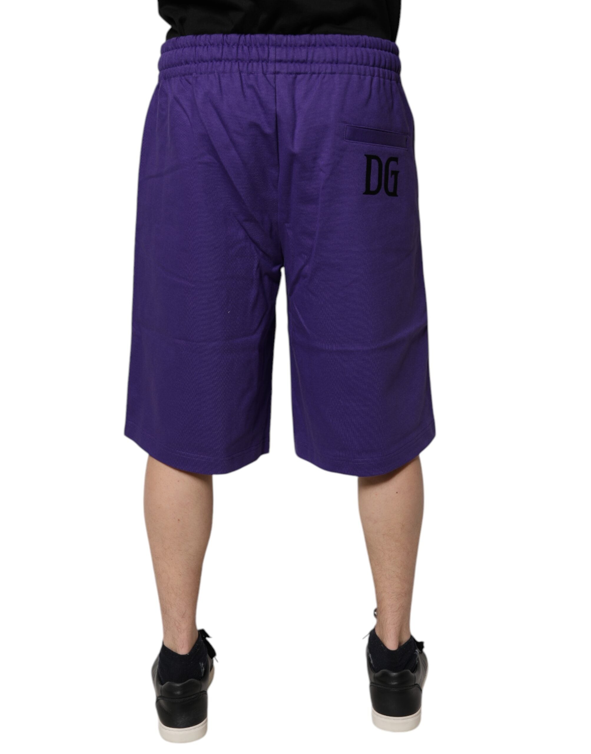 Dolce & Gabbana Purple Cotton Men Bermuda SweatMen's Men's Shorts (Pre-Owned)