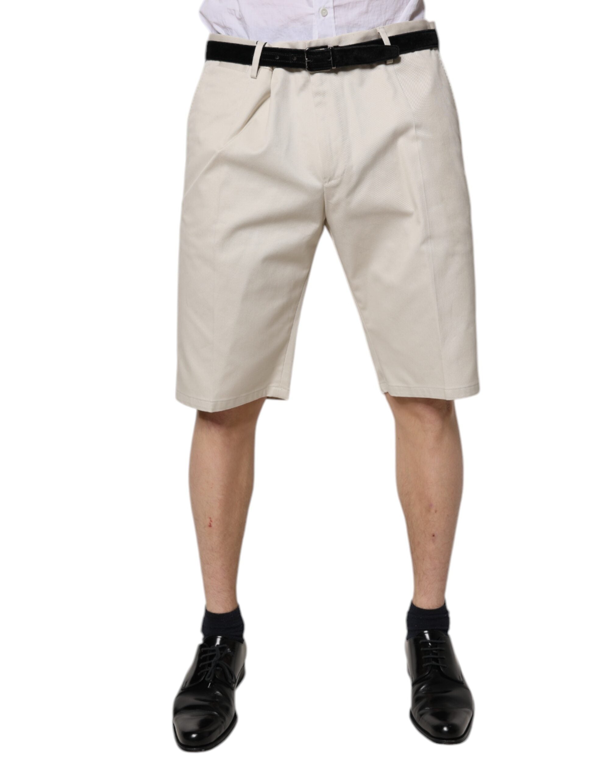 Dolce & Gabbana Beige Cotton Stretch Mid Waist Bermuda Men's Shorts