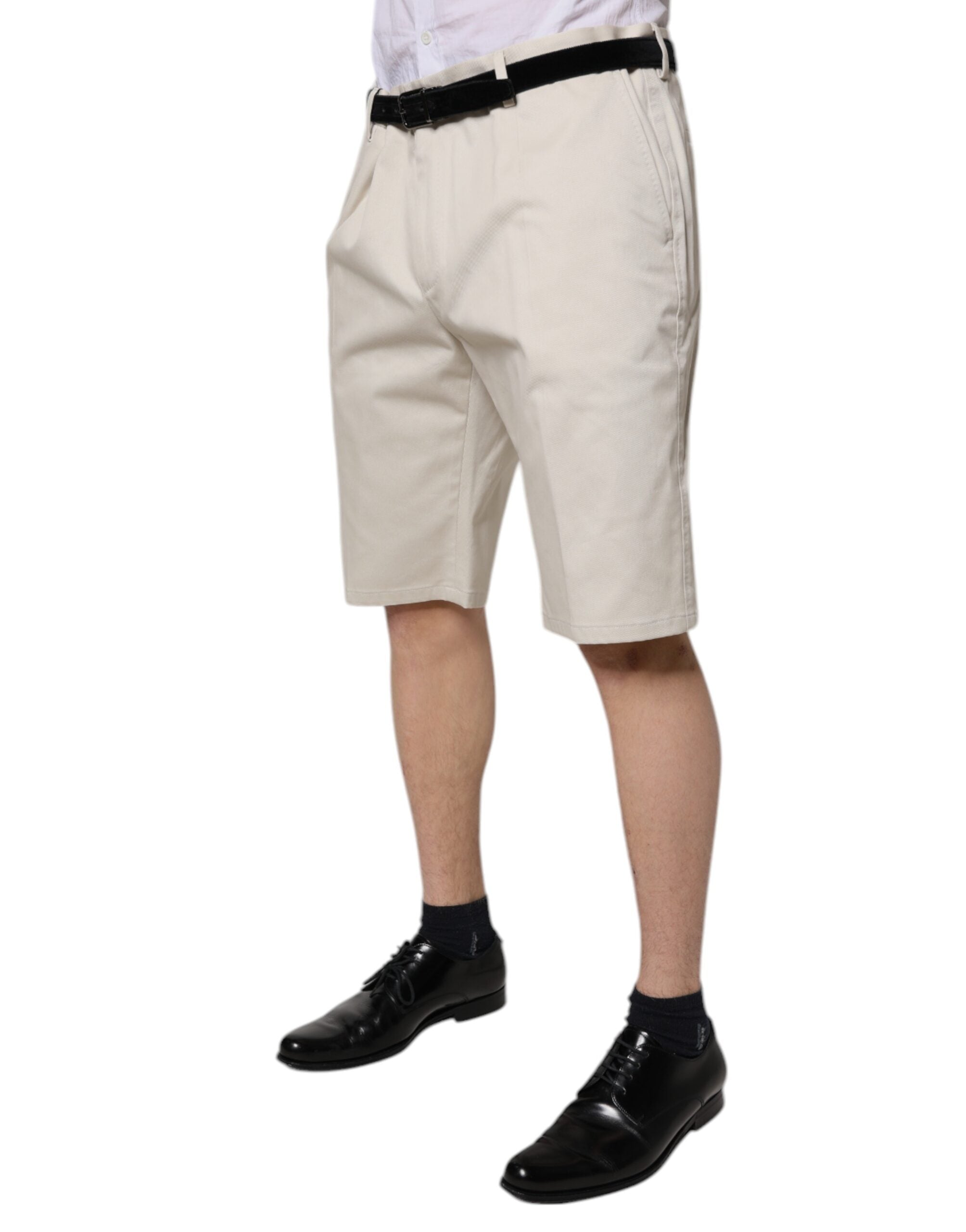 Dolce & Gabbana Beige Cotton Stretch Mid Waist Bermuda Men's Shorts