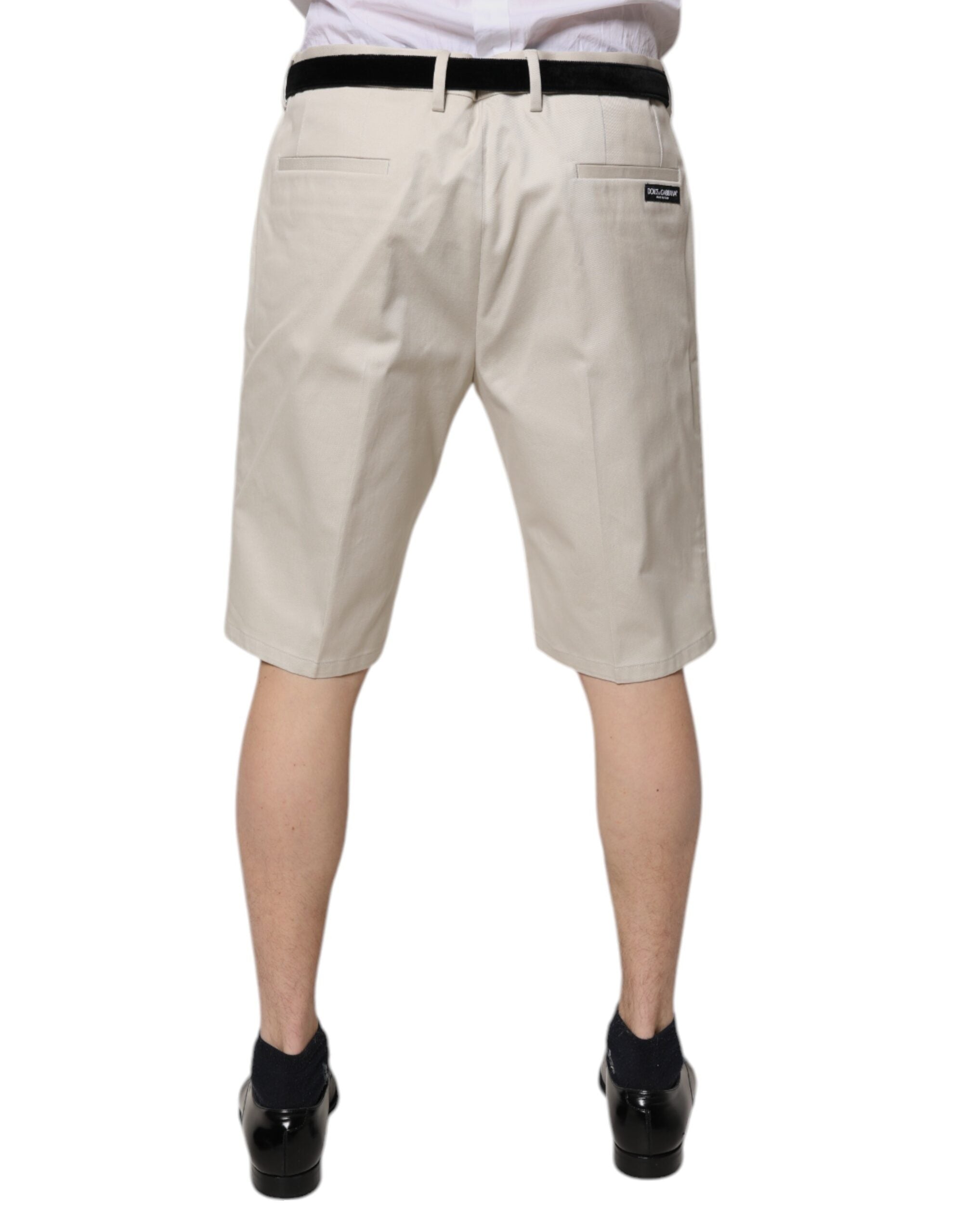 Dolce & Gabbana Beige Cotton Stretch Mid Waist Bermuda Men's Shorts