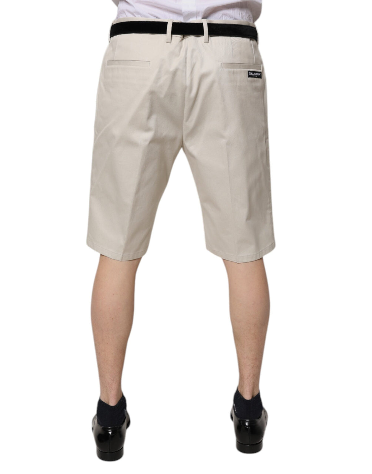 Dolce & Gabbana Beige Cotton Stretch Mid Waist Bermuda Men's Shorts