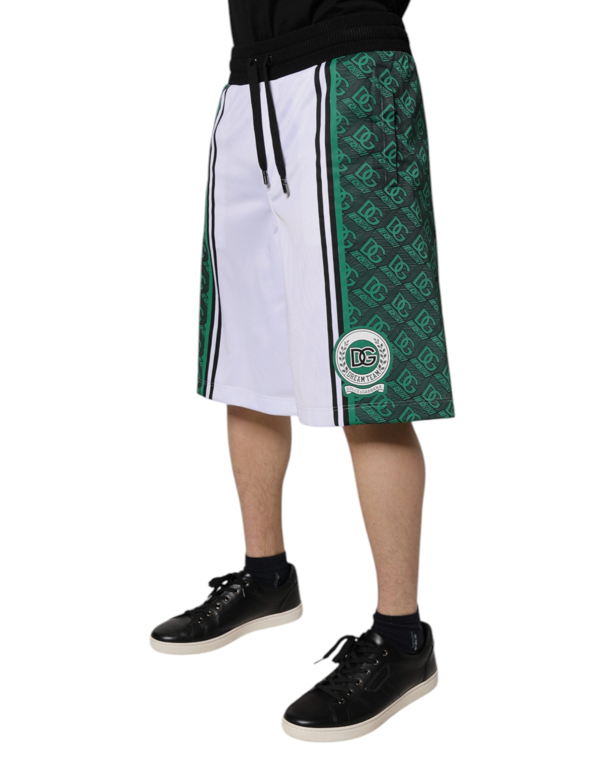 Dolce & Gabbana White Green Men Jersey SweatMen's Men's Shorts (Pre-Owned)