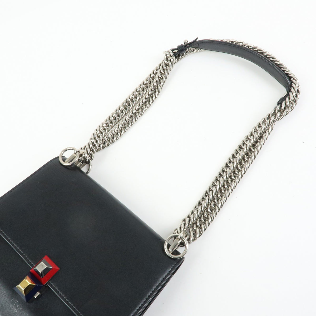 Fendi Kan I Leather Black Leather Shoulder Bag Bag (Pre-Owned)