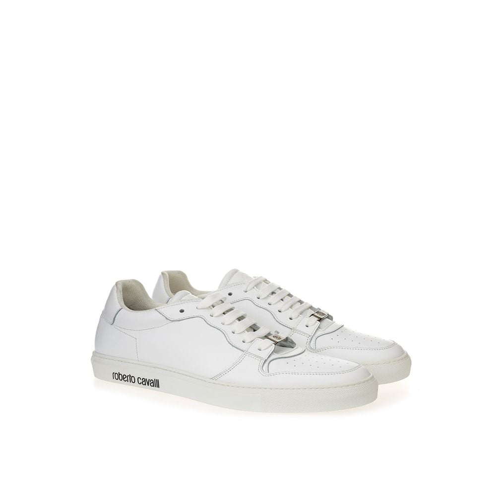 Roberto Cavalli White Leather Low Top Women's Sneakers