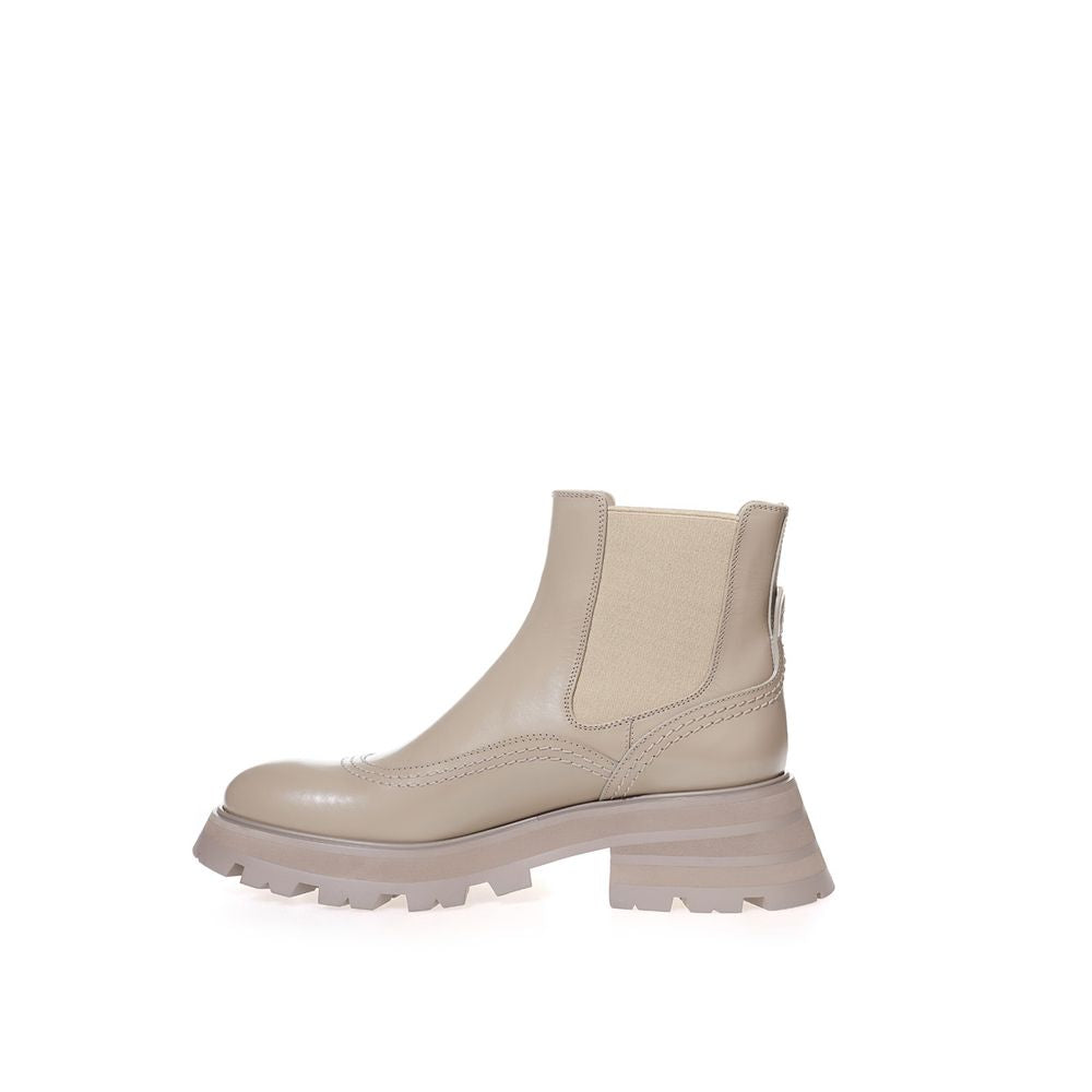 Alexander McQueen Beige Leather Chelsea Women's Boots