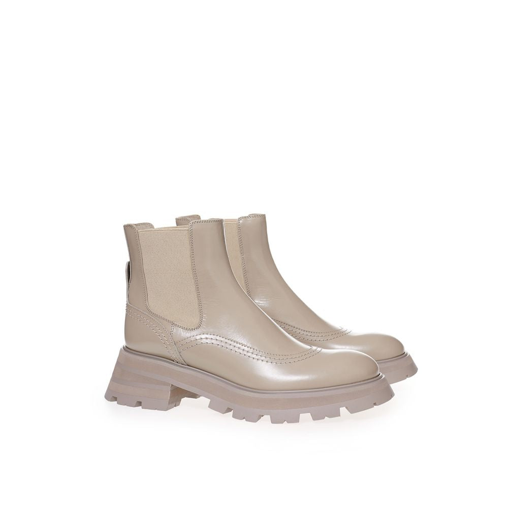 Alexander McQueen Beige Leather Chelsea Women's Boots