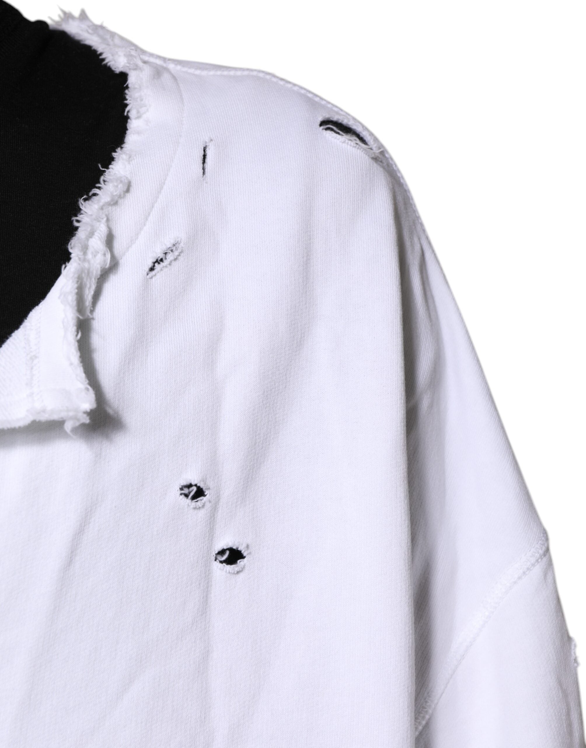 Dolce & Gabbana White Cotton Men Pullover Sweatshirt Men's Sweater