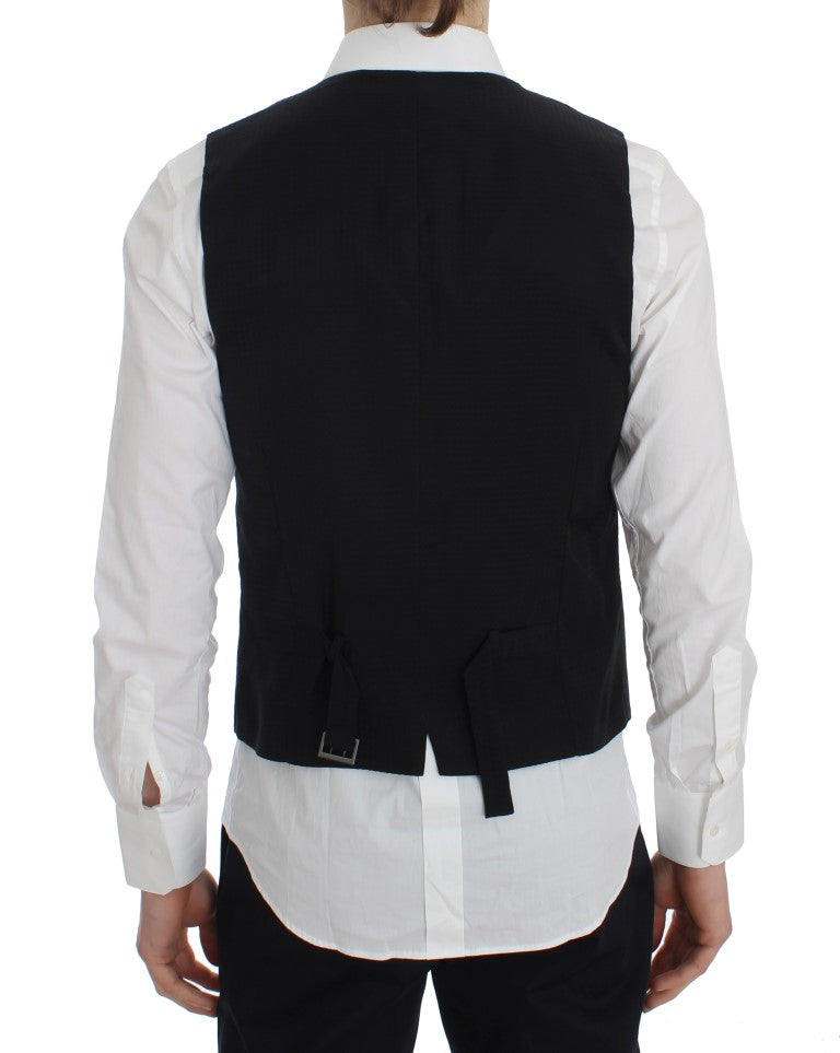 Dolce & Gabbana Elegant Gray Striped Wool Men's Vest