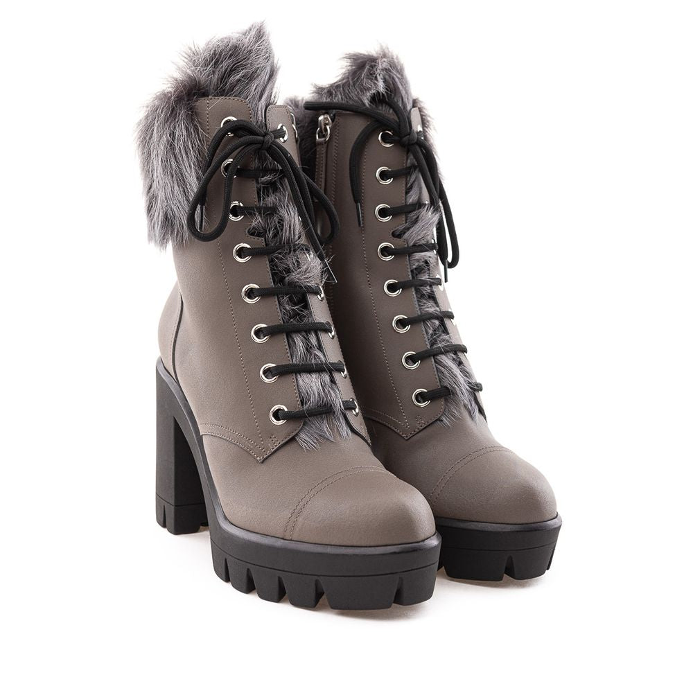 Giuseppe Zanotti Beige Eco Leather Lace-Up Women's Boots