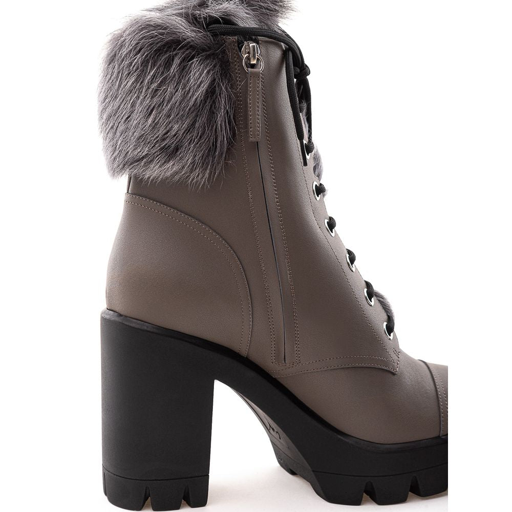 Giuseppe Zanotti Beige Eco Leather Lace-Up Women's Boots