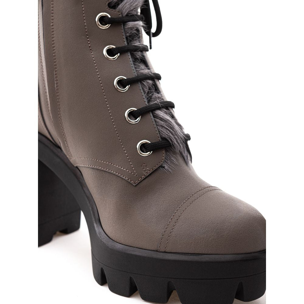 Giuseppe Zanotti Beige Eco Leather Lace-Up Women's Boots