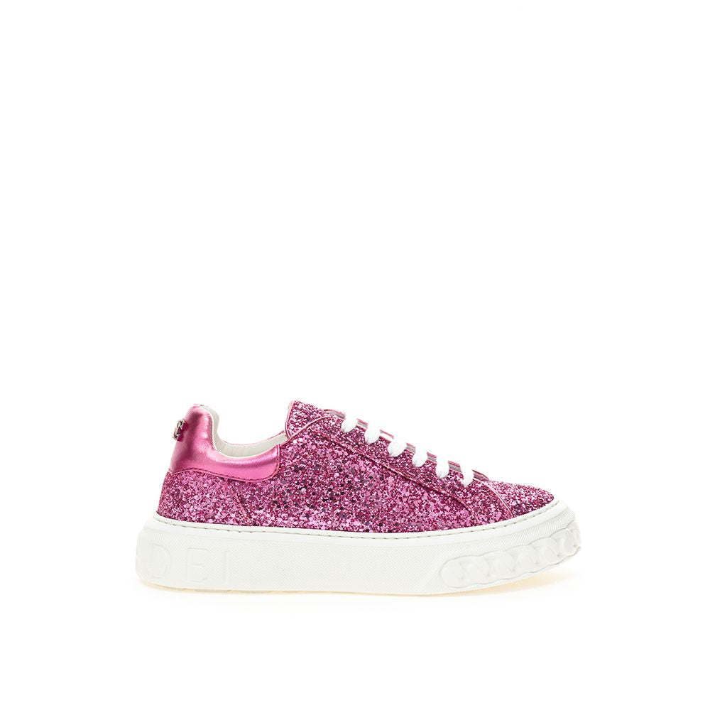 Casadei Fuchsia Fabric And Leather Low Top Women's Sneakers