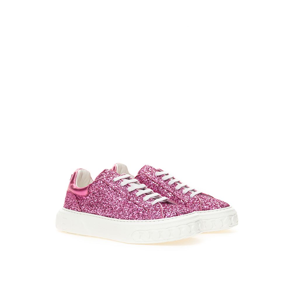 Casadei Fuchsia Fabric And Leather Low Top Women's Sneakers