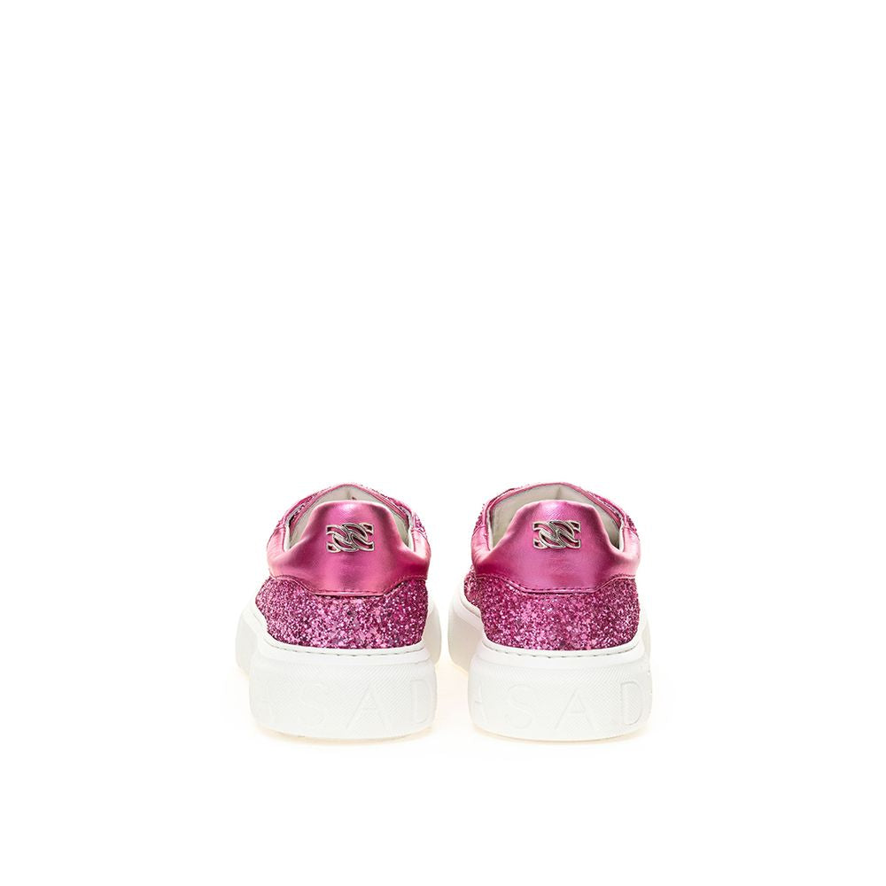 Casadei Fuchsia Fabric And Leather Low Top Women's Sneakers