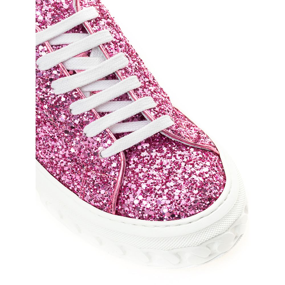 Casadei Fuchsia Fabric And Leather Low Top Women's Sneakers