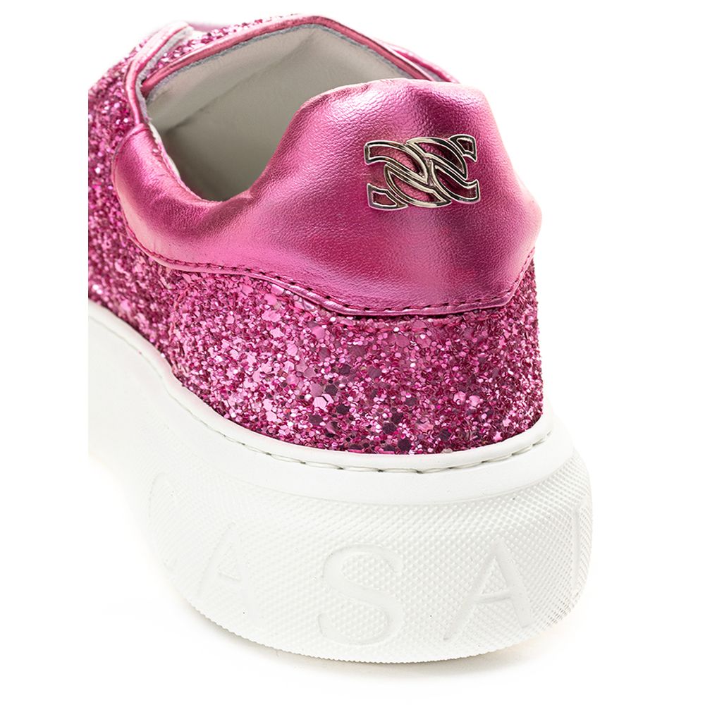 Casadei Fuchsia Fabric And Leather Low Top Women's Sneakers