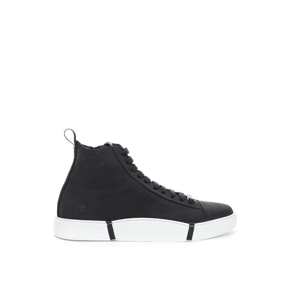 Roberto Cavalli Black Suede Leather High Top Women's Sneakers