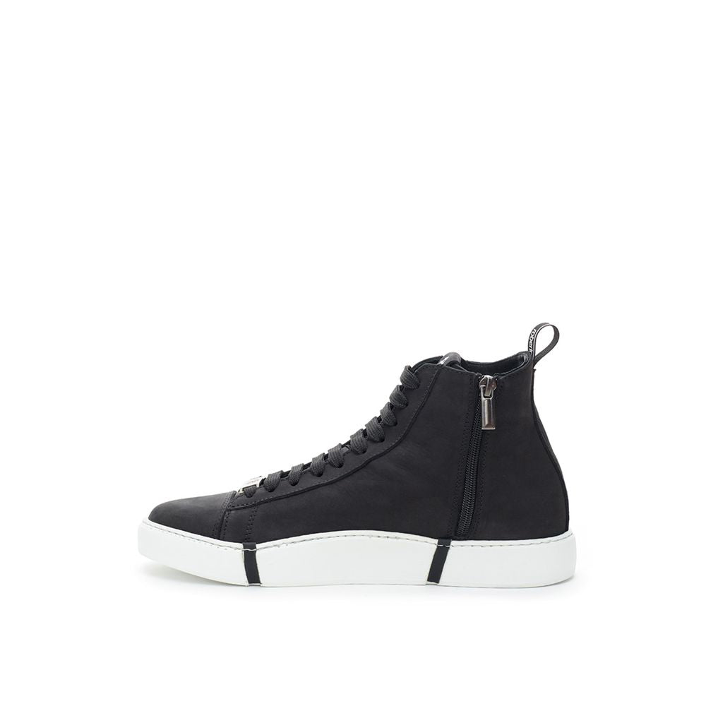 Roberto Cavalli Black Suede Leather High Top Women's Sneakers