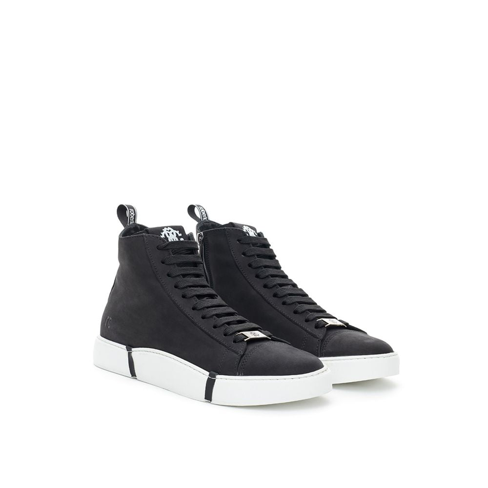 Roberto Cavalli Black Suede Leather High Top Women's Sneakers