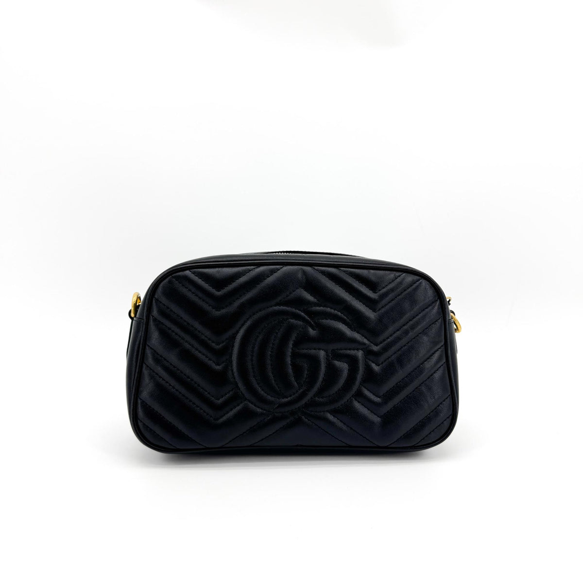 Gucci Gg Marmont Chain Matelasse Leather Black Leather Crossbody Bag Bag (Pre-Owned)