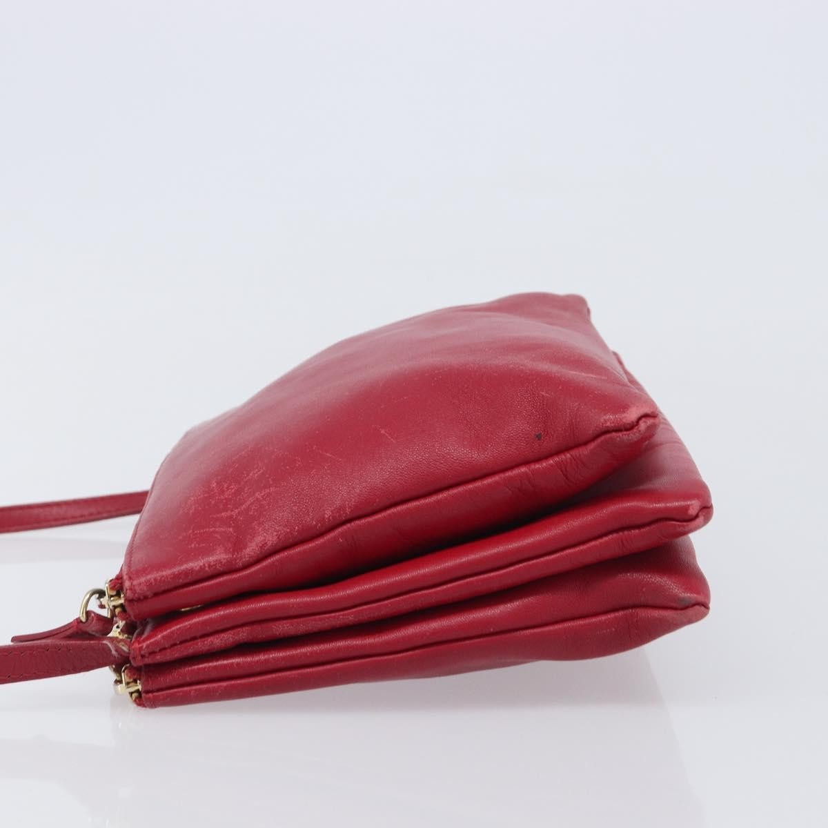 Celine Trio Leather Red Leather Crossbody Bag Bag (Pre-Owned)