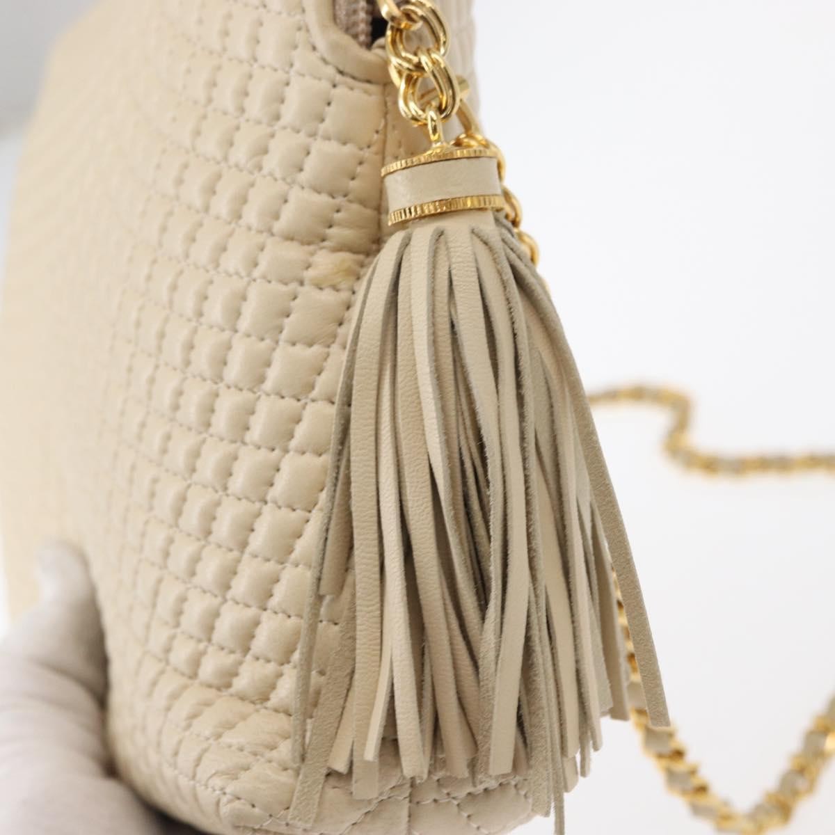 Bally Vintage Chain Quilted Leather Beige Leather Shoulder Bag Bag (Pre-Owned)
