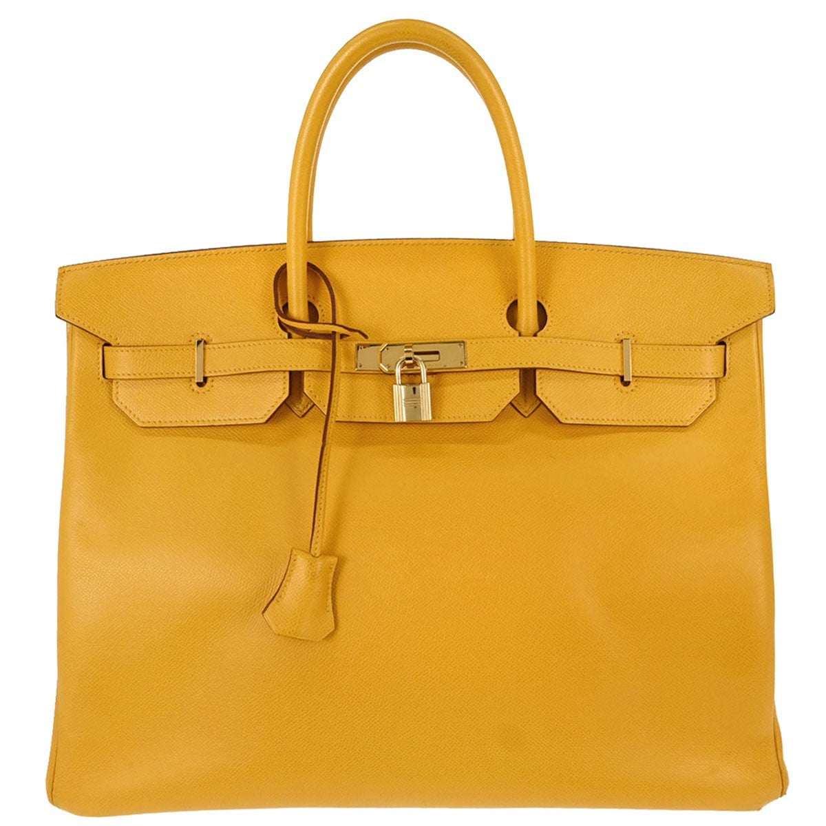 Hermes Birkin Yellow Courchevel With Gold Hardware Yellow Calfskin Handbag (Pre-Owned)
