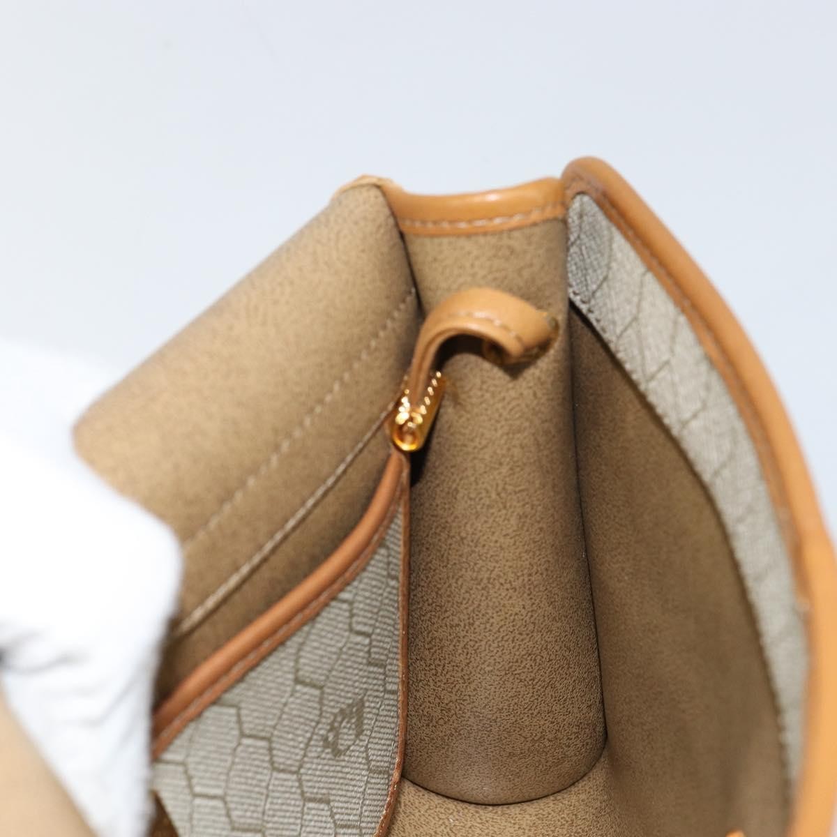 Christian Dior Vintage Honeycomb Flap Canvas And Leather Beige Canvas Shoulder Bag Bag (Pre-Owned)