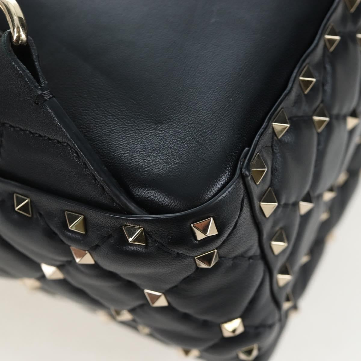 Valentino Garavani Rockstud Spike Quilted Leather Black Leather Backpack Bag (Pre-Owned)