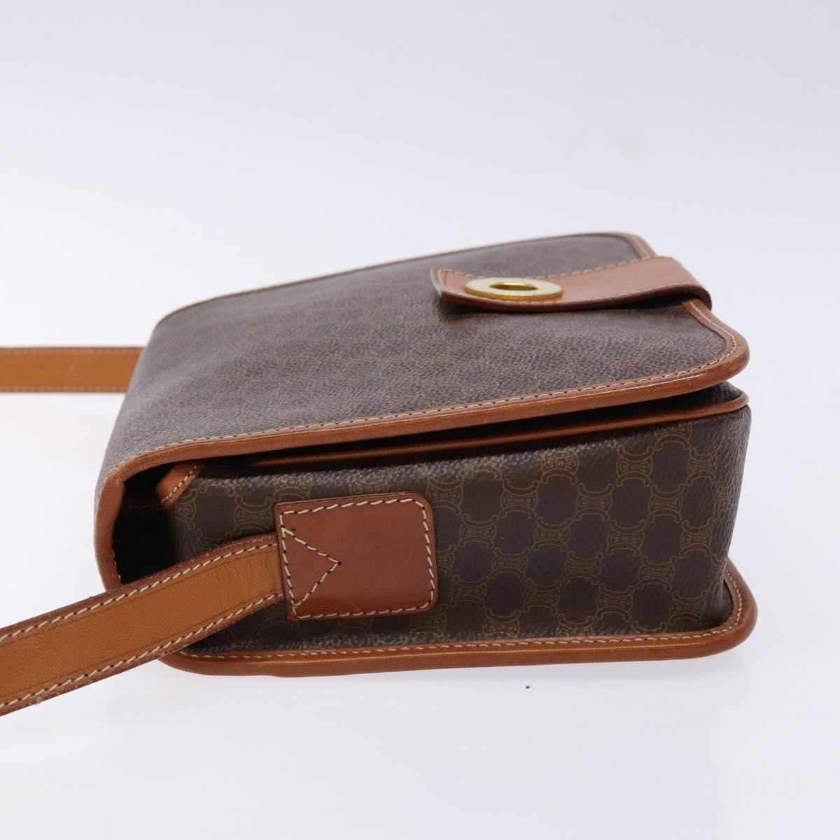 Celine Macadam Shoulder Pvc Leather Brown Canvas Bag (Pre-Owned)