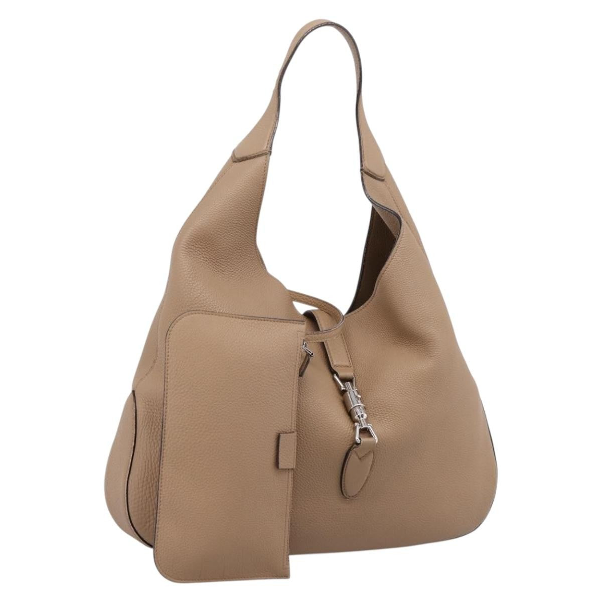 Gucci Jackie Soft Hobo Leather Beige Leather Shoulder Bag Bag (Pre-Owned)